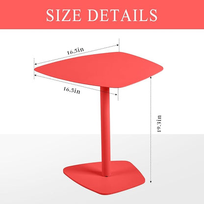 C Table End Tray Metal Sofa Side Accent Coffee, Waterproof and Anti-Rust Outdoor&Indoor Snack Table (Model B, Red)