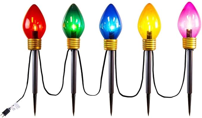 Novelty Lights 5 Light Jumbo LED C7 Multi Color Pathway Light Set, 6 Feet