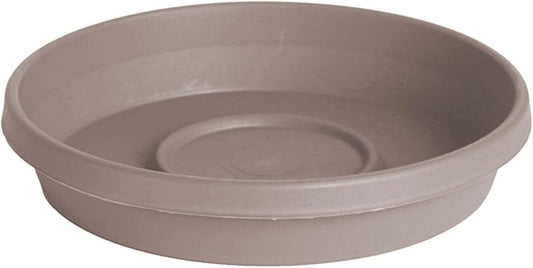 Bloem Terra Resin Saucer Tray: 8" Bottom Width - Pebble Stone Beige - Matte, Durable, Ribbed Bottom, Indoor and Outdoor, Fits 10" Terra Pots