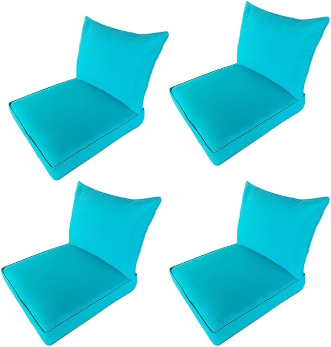 MEETHASUNY Outdoor Patio Furniture Replacement Cushions,25X25X5 Inch Deep Seat Chair Seat Back Cushion Set,All Weather Sectional Cushions for Patio Furniture Couch Loveseat,Turquoise Blue 4PCS