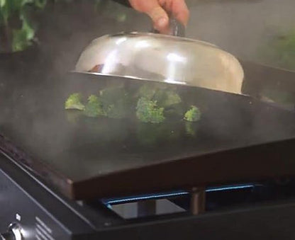12 Inch Heavy Duty Cheese Melting Dome Wok Lids - Stainless Steel Griddle Grill Accessories - Durable Round Basting, Steaming Cover - Heat Resistant Handle for Flat Top Griddle Grill- 2 Domes