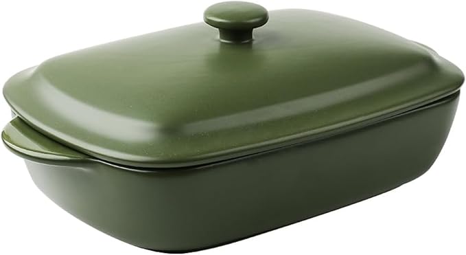 Ceramic Casserole Dish with Lid,33oz Covered Rectangular Baking Dish with Lid for 1-2 Person,Deep Casserole Cookware Bakeware,Oven Safe and Dishwash Safe