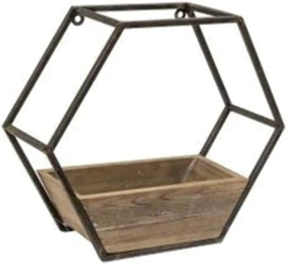 CWI Wood & Metal Hexagon Wall Planter