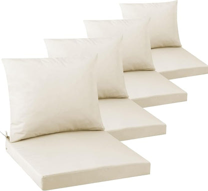 Outdoor Seat Cushion Set 22 x 22 In, Water-Resistant & Fade-Resistan, Patio Furniture Cushions with Removable Cover Deep Seat & Back Cushion with Handle and Adjustable Straps for Chair Sofa,4PC