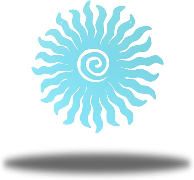 Riverside Designs Sunburst Metal Wall Art Steel Outdoor Decor - Heavy-Duty and Waterproof - Made in USA (12", Sea Foam)