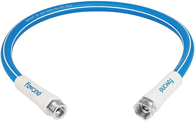 FEVONE 3 ft x 5/8 in Garden Hose, Hose Reel Leader Hose, Drinking Water Safe Short Lead-In Water Hose, Kink-Resistant Hybrid Polymer, 3/4 in Aluminum Fittings, Leak-Free, 600 PSI