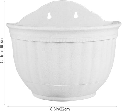 BESPORTBLE Wall-Mounted Flower Pot Half Round Hanging Planter for Small Plants Durable Plastic Space-Saving Design White Color