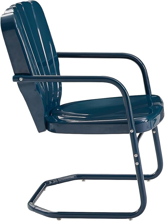 Crosley Furniture Ridgeland 2-Piece Outdoor Chair Set, Retro Metal Patio Chairs for Dining, Porch, Deck, Navy
