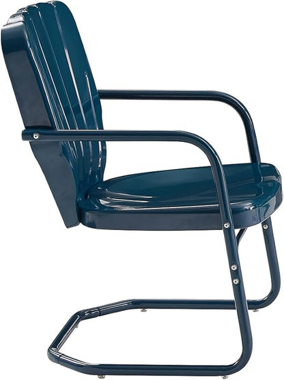 Crosley Furniture Ridgeland 2-Piece Outdoor Chair Set, Retro Metal Patio Chairs for Dining, Porch, Deck, Navy