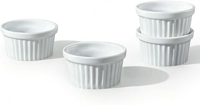 Cinf 1.5 oz Ceramic Ramekins, Set of 4, Baking Cups for Desserts and Sauces | Porcelain ramekins, safe for oven, microwave & dishwasher, perfect for crème brûlée, soufflé, custard and dipping sauces