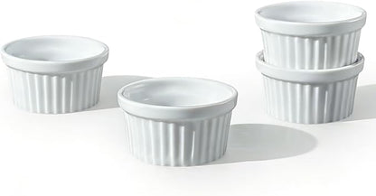 Cinf 1.5 oz Ceramic Ramekins, Set of 4, Baking Cups for Desserts and Sauces | Porcelain ramekins, safe for oven, microwave & dishwasher, perfect for crème brûlée, soufflé, custard and dipping sauces