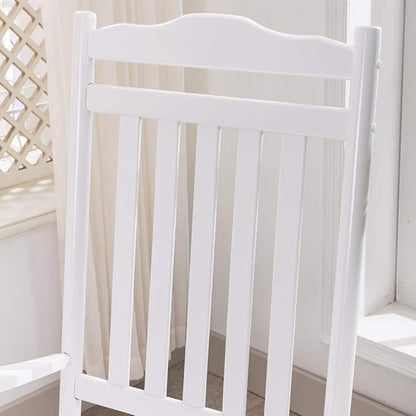 Outdoor Patio Rocking Chair Furniture Comfy Rocker for Adults Porch Balcony Garden Indoor Outside Wooden, White