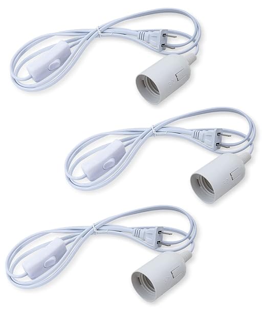 HESSION Pendant Light Cord, Hanging Light Cord, Plug in Light fixtures, 5.9ft DIY Latern Light Cord with an E26 Light Socket, Featuring an On/Off Switch(Bulb Not Included).