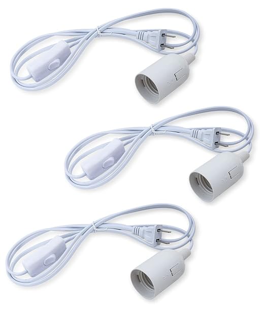 HESSION Pendant Light Cord, Hanging Light Cord, Plug in Light fixtures, 5.9ft DIY Latern Light Cord with an E26 Light Socket, Featuring an On/Off Switch(Bulb Not Included).