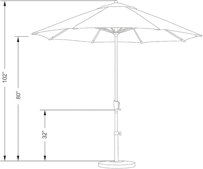 California Umbrella 9' Round Sunbrella Aluminum Outdoor Deck, Pool or Patio Umbrella, Crank Lift, Auto Tilt, Bronze Pole, Cabana Regatta