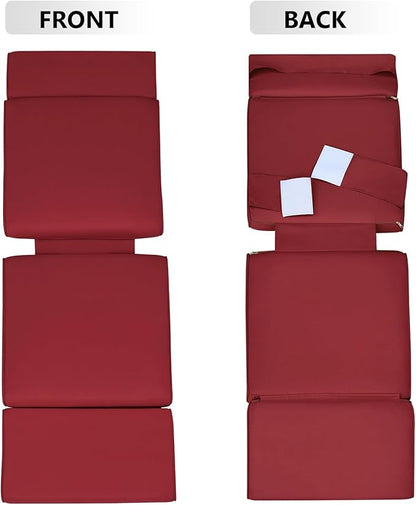 ATR ART TO REAL Outdoor Recliner Replacement Cushion, High Back Chair Cushions Patio Wicker Reclinning Chairs Seat Pad, Removable Cover, Waterproof, UV Resistant (Style A, Red)