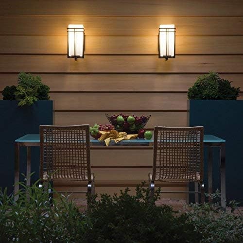 Kichler Tremillo 20.25" Outdoor Wall Sconce Light in Black, Exterior 1-Light Fixture with Satin Etched Cased Opal Glass, (20.25" H x 10" W), 49203BK