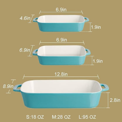 Sweejar Ceramic Bakeware Set, Rectangular Baking Dish for Cooking, Kitchen, Cake Dinner, Banquet and Daily Use, Casserole Dishes for Oven Porcelain Baking Pans (Red)