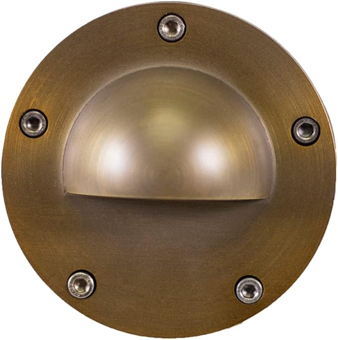 12V Brass In-Ground Well Light (Beacon Top) with 5W 2700K Warm White MR16 LED Bulb & PVC Sleeve for Low Voltage Landscape Lighting of Outdoor Pathway, Garden, Shrubs, Columns or Trees