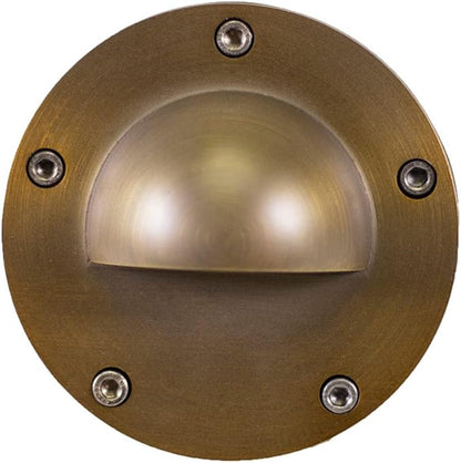 12V Brass In-Ground Well Light (Beacon Top) with 5W 2700K Warm White MR16 LED Bulb & PVC Sleeve for Low Voltage Landscape Lighting of Outdoor Pathway, Garden, Shrubs, Columns or Trees