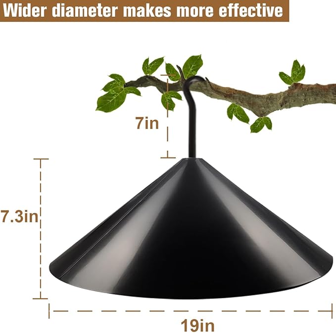 Garbuildman Squirrel Baffle for Bird Feeder Pole, Outside Hanging Mount Bird House Guard for Outdoor Shepherd’s Hook,19 Inch Diameter, 2 Packs