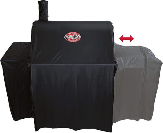 Char-Griller® Durable Polyester Grill and Smoker Cover with Waterproof Material, PVC Lining, and Extendable Design in Black, 46"L x 23"W x 48.5"H, Model 5555