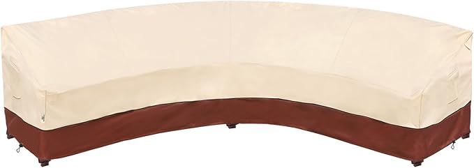 Curved Patio Furniture Covers-Outdoor Patio Furniture Sectional Covers Waterproof Reinforced Rip-Stop Anti-UV 600D Heavy Duty Outdoor Couch Cover with 3 Air Vent Sofa Cover 190"(128")