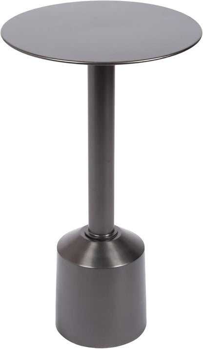 Kate and Laurel Cannings Modern Metal Round Side Table, 14 x 14 x 24, Gunmetal, Transitional Sculptural Indoor Plant Stand with Pedestal Base for Living Room End Table or Bedroom Nightstand
