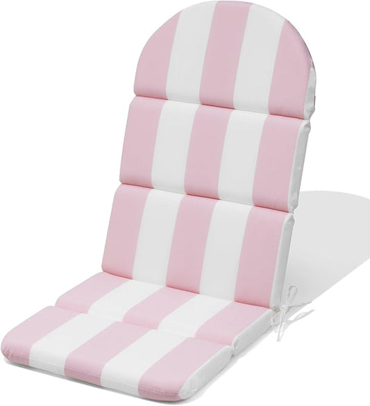 Crestlive 50x19.6 Inch Adirondack Chair Cushion, Water Repellent, Fade Resistant, High Back Outdoor Rocking Chair Cushion for Patio, Pink Stripe