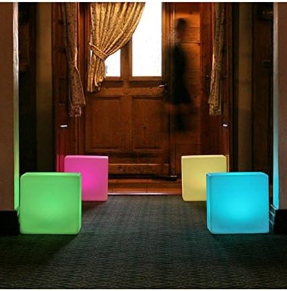 Mr.Go 14-inch LED Ball Light and 14-inch LED Cube Light Bundle, Rechargeable, Remote Control, Dimmable 16 RGB Colors 4 Modes, Waterproof, Great as Night Light Mood Lamp Ambient Lighting Decorations
