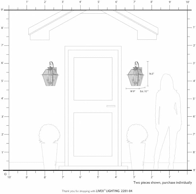 Livex Lighting 2281-07 Westover 2-Light Outdoor Wall Lantern, Bronze, 16.5" x 9" x 10"