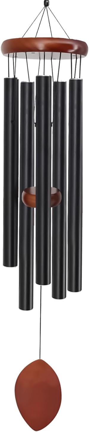 ASTARIN 36" Large Wind Chimes Outdoor – Deep Tone Memorial WindChimes with 5 Tuned Aluminum Tubes, Heavy-Duty Metal Wind Chime for Garden, Patio, Yard, Sympathy & Funeral Gift (Black)