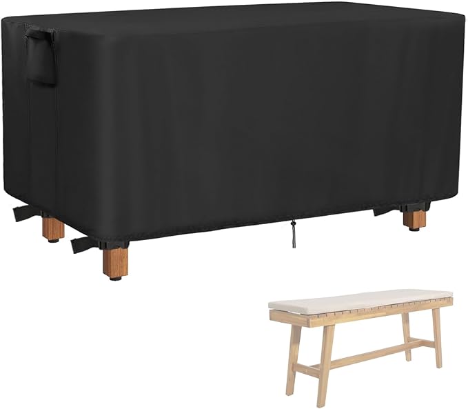 Outdoor Bench Cover, 44inch Waterproof Wooden Bench Cover Rectangle for Patio Teak Bench Farmhouse, Black-44"L x 12" W x 17" H