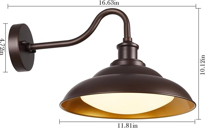 LED Outdoor Barn Lights, 12'' Farmhouse Exterior Wall Light Fixtures Wall Mount, Bronze Porch Lights Outside with Adjustable Color Temperature, Outdoor & Indoor, Oil Rubbed Bronze,1 Pack