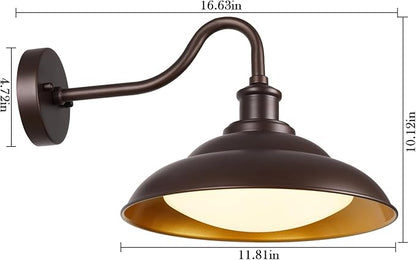 LED Outdoor Barn Lights, 12'' Farmhouse Exterior Wall Light Fixtures Wall Mount, Bronze Porch Lights Outside with Adjustable Color Temperature, Outdoor & Indoor, Oil Rubbed Bronze,1 Pack