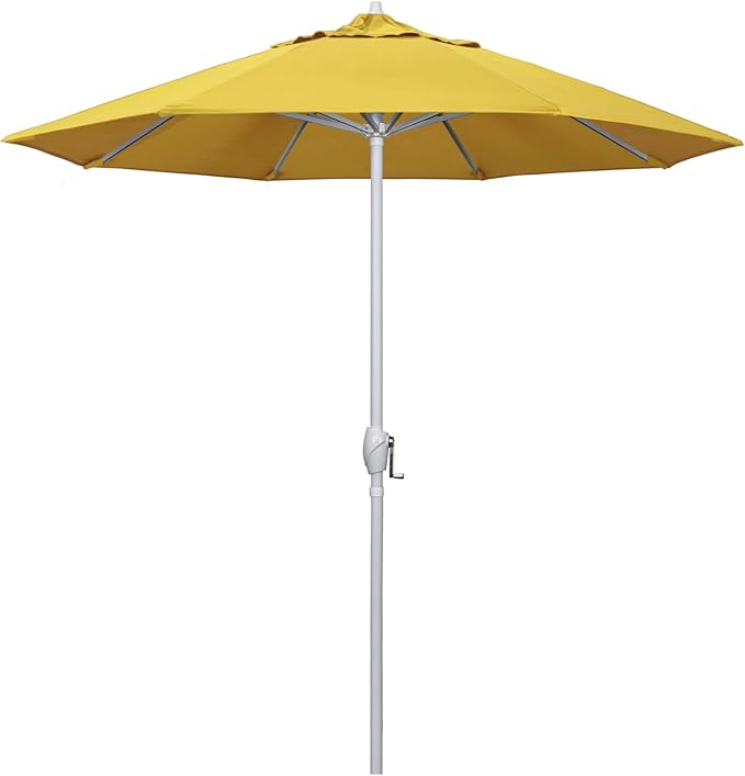 California Umbrella 7.5' Rd Aluminum Patio Umbrella, Crank Lift, Auto Tilt, White Finish