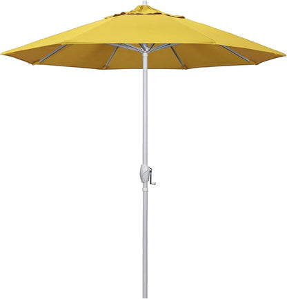California Umbrella 7.5' Rd Aluminum Patio Umbrella, Crank Lift, Auto Tilt, White Finish