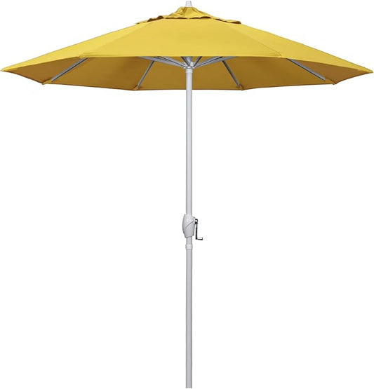 California Umbrella 7.5' Rd Aluminum Patio Umbrella, Crank Lift, Auto Tilt, White Finish