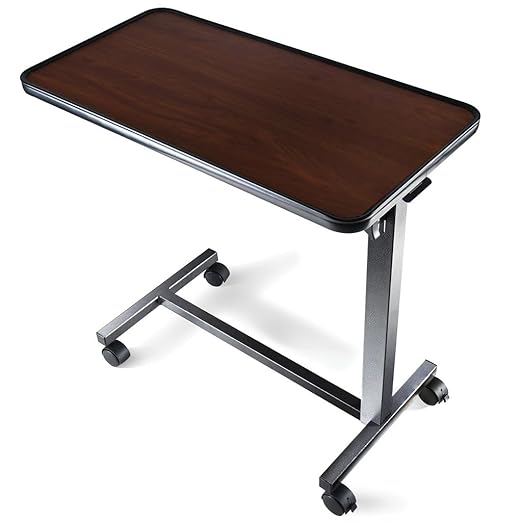 Medical king Adjustable Overbed Bedside Table with Wheels Bed Desk Over Bed with Wheels Hospital Table for Hospital and Home Use