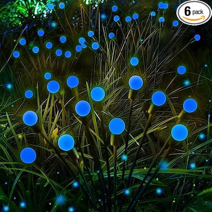 Albelt 6-Pack Solar Outdoor Lights for Garden Decorations, 48 LED Super Bright Firefly Light (Sway by Wind), New Upgraded Solar Lights Outside Waterproof for Outside Pathway Patio Yard Porch (Blue)