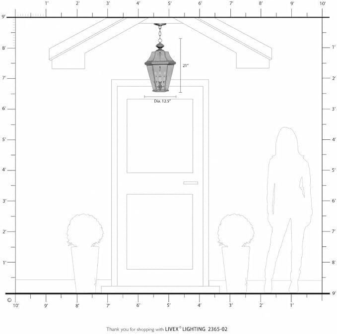 Livex Lighting 2365-02 Georgetown 3-Light Outdoor Hanging Lantern, Polished Brass