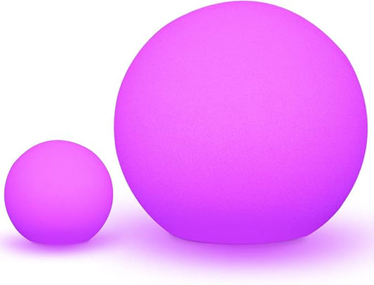 Mr.Go 6-inch LED Ball Light and 16-inch LED Globe Light Bundle, Rechargeable, Remote Control, Dimmable 16 RGB Colors 4 Modes, Waterproof, Great as Night Light Mood Lamp Ambient Lighting Decorations