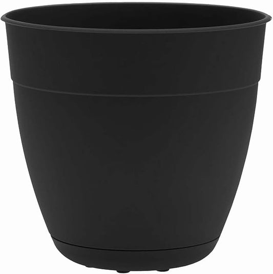 Bloem Dayton 6" Black Recyled Plastic Planter Pot with Drainage Holes and Removable Saucer for Indoor and Outdoor Gardening