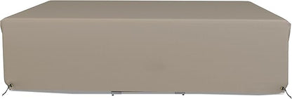 Covers & All Patio Sectional Sofa Set Cover 160 GSM PVC Emboss Fabric Outdoor Furniture Table and Chair Set Cover with Drawstring for Snug Fit (94" W x 94" D x 28" H, Beige)