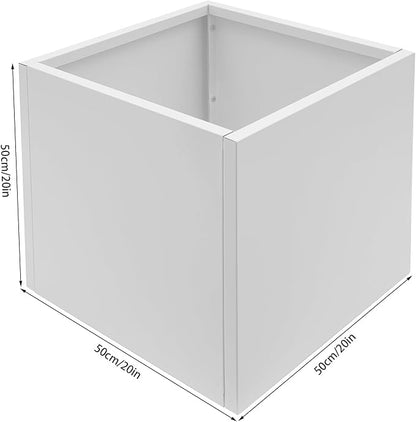 20Inch Steel Planter Box Metal Planter Large Tall Square Planters for Indoor Outdoor Plants, Heavy Duty Flower Pot for Patio, Yard, Garden (White, 20" L x 20" W x 20" H)