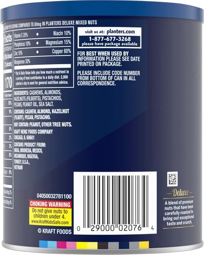 PLANTERS Deluxe Mixed Nuts, Cashews, Almonds, Brazil Nuts Mix, Pistachios, Pecans, Lightly Salted, Snacks for Adults and Kids, Party Snack, 15.25oz (Pack of 2)