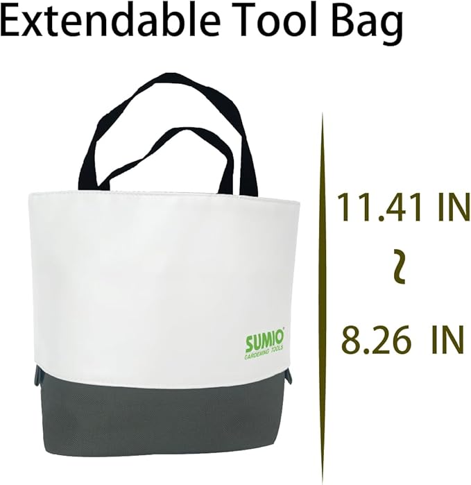 SUMIO 6-Piece Gardening Hand Tool Set – Includes Trowel, Transplanter, Cultivator, Lever Weeder, Bypass Pruner & Storage Bag – Garden Tools Kit for Planting, Weeding, and Pruning (Gray)