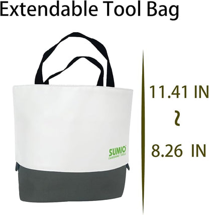 SUMIO 6-Piece Gardening Hand Tool Set – Includes Trowel, Transplanter, Cultivator, Lever Weeder, Bypass Pruner & Storage Bag – Garden Tools Kit for Planting, Weeding, and Pruning (Gray)