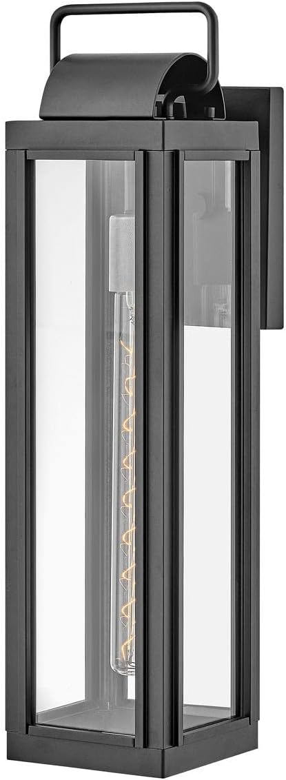Hinkley Sag Harbor Large Wall Mount Lantern - Heritage Collection, 1-Light, Traditional, Aluminum, Clear Glass - Black with Burnished Bronze Accents