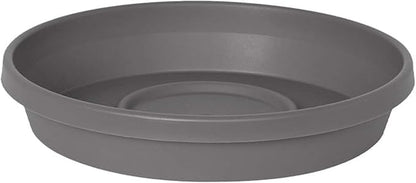 Bloem Terra Resin Saucer Tray: 8" Bottom Width - Charcoal Gray - Matte, Durable, Ribbed Bottom, Indoor and Outdoor, Fits 10" Terra Planters